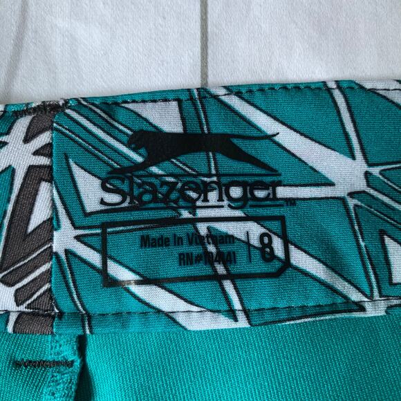 Slazenger Skort Womens 8 Teal Geometric Golf Athletic Casual Modest Active Hike - Picture 3 of 8